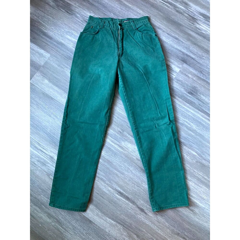 Vintage 80s Stuffed Shirt Emerald Green Denim High Waisted Jeans USA Made 9/10